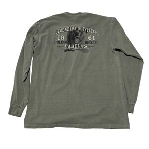 Vintage Cabela's Men's Grizzly Bear Long Sleeve Shirt Green Size Large 21.5 x 30